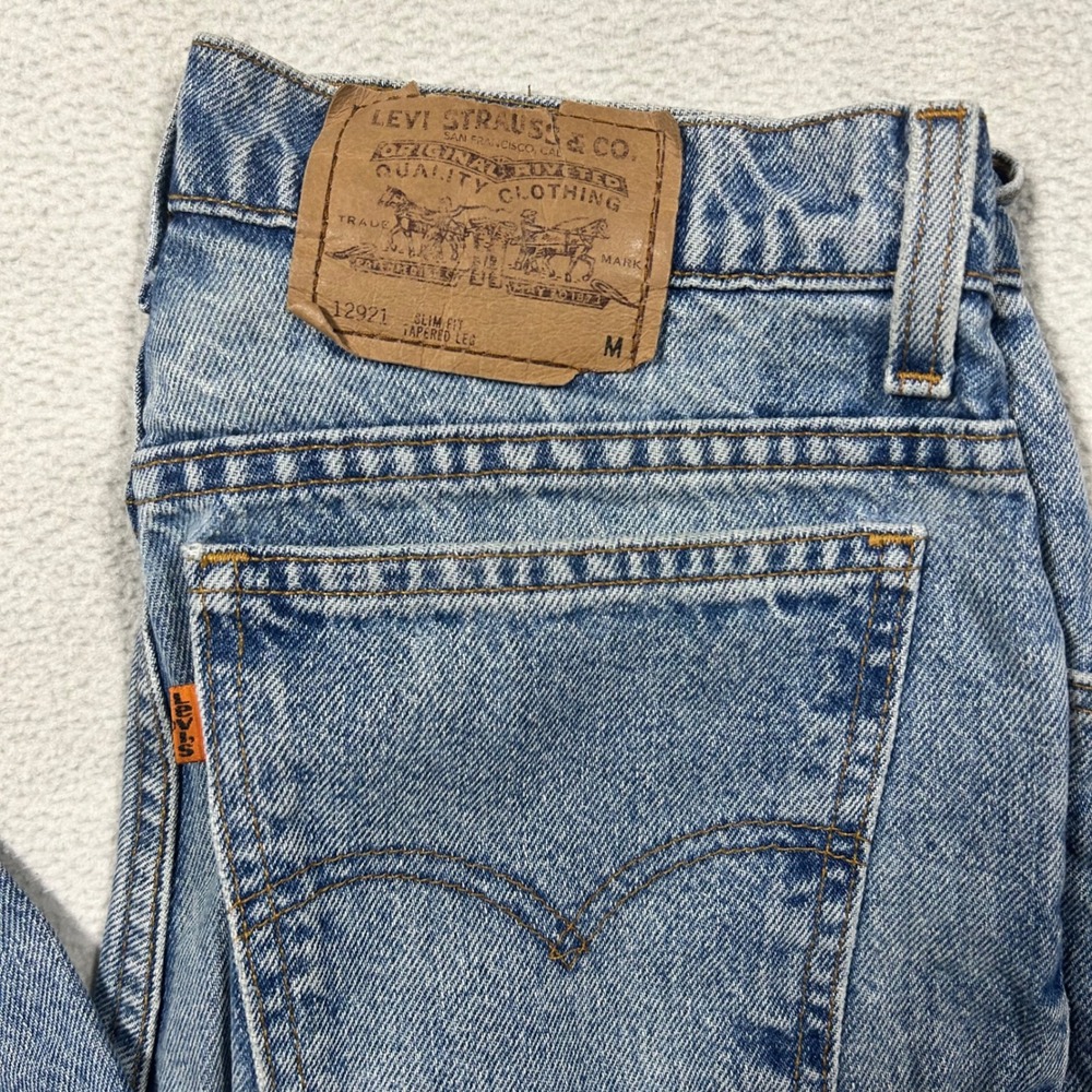 Vintage Orange Tab Levi's 12921 Fits 30x27 Slim Fit Tapered Leg Jeans Women